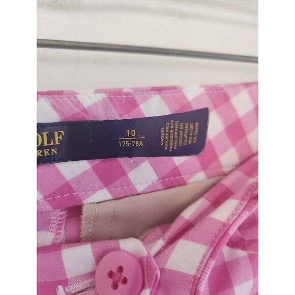 Polo Golf Ralph Lauren Women Pink Gingham Ankle Length Golf Pants size 10 - Picture 9 of 10